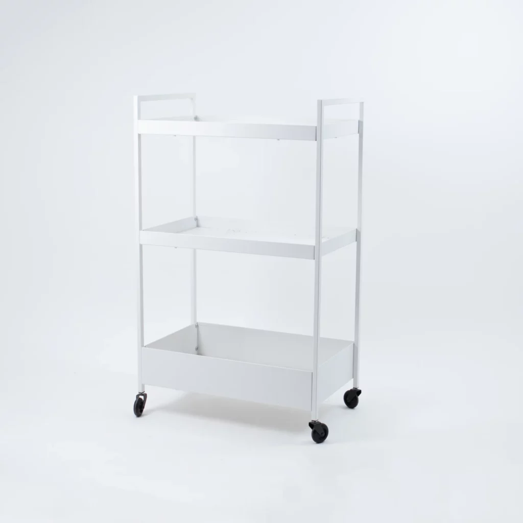 Biały Stolik Wózek - w industrialnym stylu - rent4events.pl, rent4wedding.pl.