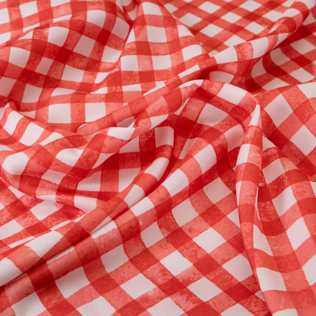 Obrus Czerwona Krata Okrągły, detal - w sielskim stylu - rent4events.pl, rent4wedding.pl.