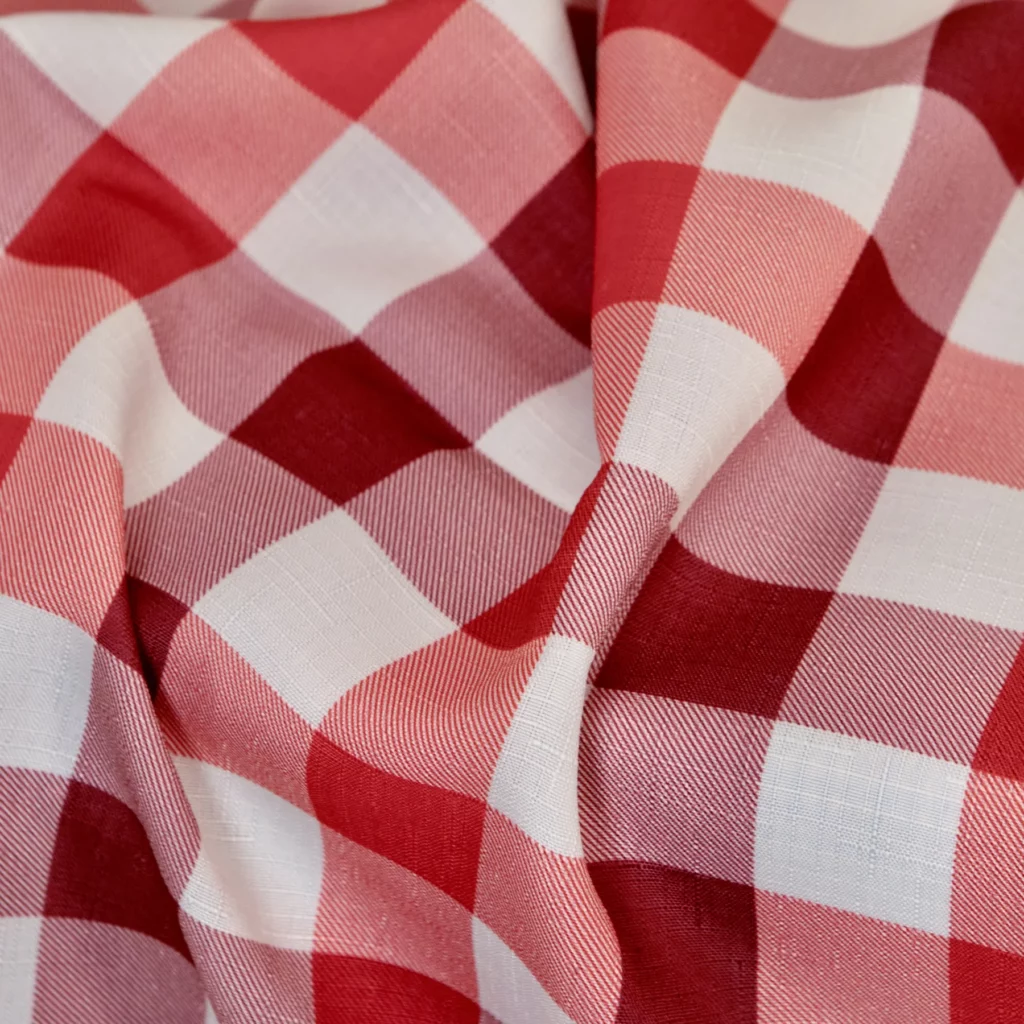 Obrus Czerwona Krata Prostokątny, detal - w sielskim stylu - rent4events.pl, rent4wedding.pl.