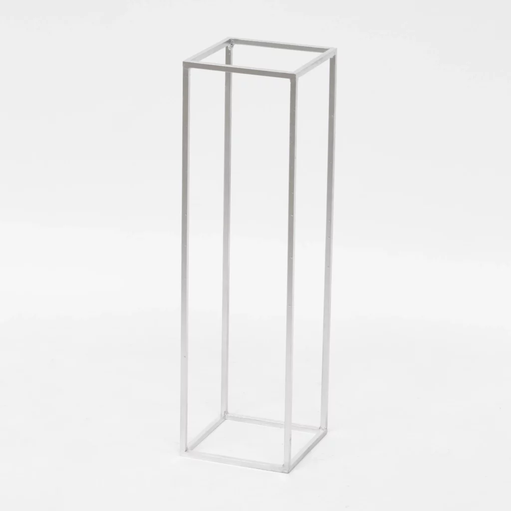 Srebrny Stojak Na Kwiaty 70 cm - srebrna geometria - rent4events.pl, rent4wedding.pl.