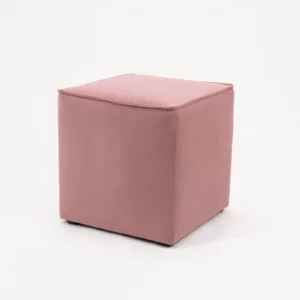 Pufa Kubik Pudrowy Róż Welur - pastelowy chillout - rent4events.pl, rent4wedding.pl.